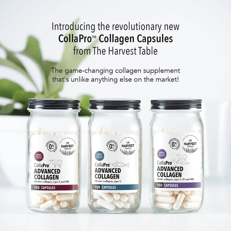 Introducing the revolutionary new CDIIaPm ? 3 ADVANCED C I.I.AGEN s pe a1 w4 r 0 o @ tpig! CollaPro ADVANCED COLLAGEN erinecolgen,type 1. RS h 4 ' i ! H' ,, - CollaPro Collagen Capsules from The Harvest Table ime-changing collagen supplement unlike anything else on the market! o . %.15 CuHaPlo ADVANCED COLLAGEN i cllagn, e . 1 v 11 