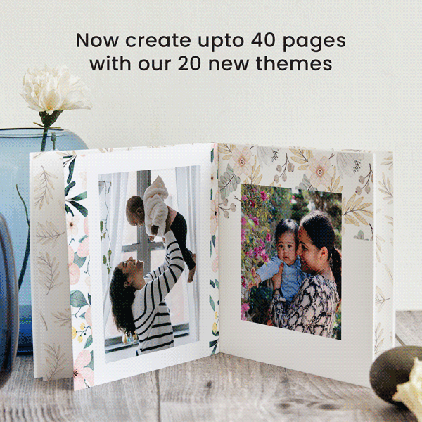 Now create upto 40 pages. Pick from 5 background styles to edit each page and add from 318 cool NEW stickers.