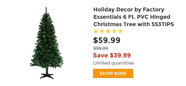 Holiday Decor by Factory Essentials 6 Ft. PVC Hinged Christmas Tree with 553TIPS