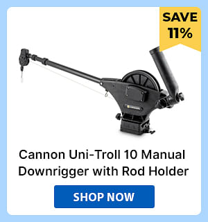 Cannon Uni-Troll 10 Manual Downrigger with Dual Axis Rod Holder